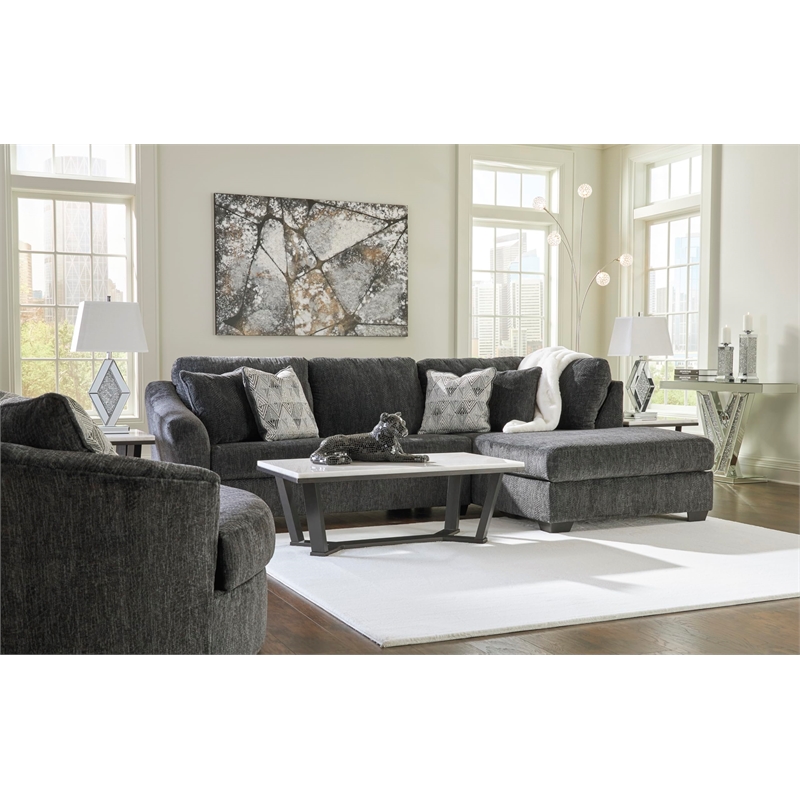 Bowery Hill Corner-blocked frame Dark Gray Oversized Swivel Accent Chair
