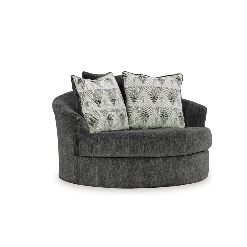 Bowery Hill Corner-blocked frame Dark Gray Oversized Swivel Accent Chair