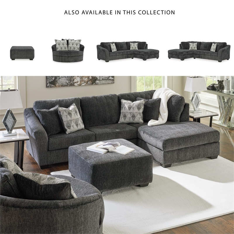 Bowery Hill Corner-blocked frame Dark Gray Oversized Swivel Accent Chair