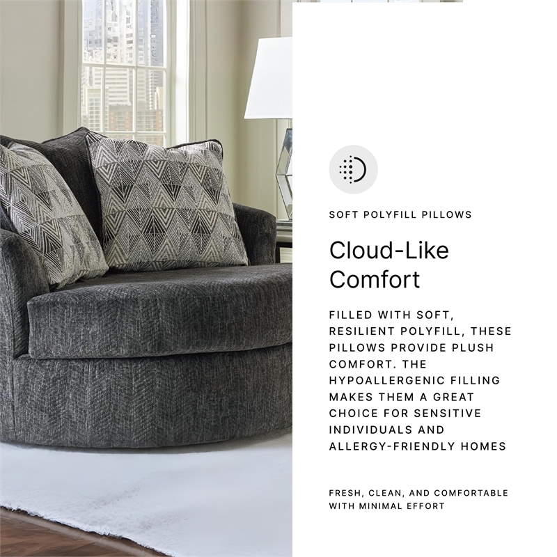 Bowery Hill Corner-blocked frame Dark Gray Oversized Swivel Accent Chair