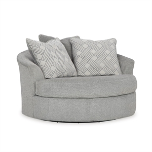 Bowery Hill Corner-blocked frame Light Gray Oversized Swivel Accent Chair