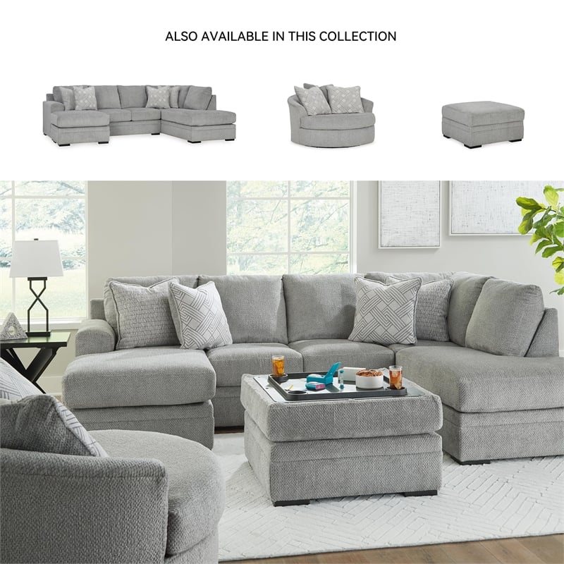 Bowery Hill Corner-blocked frame Light Gray Oversized Swivel Accent Chair