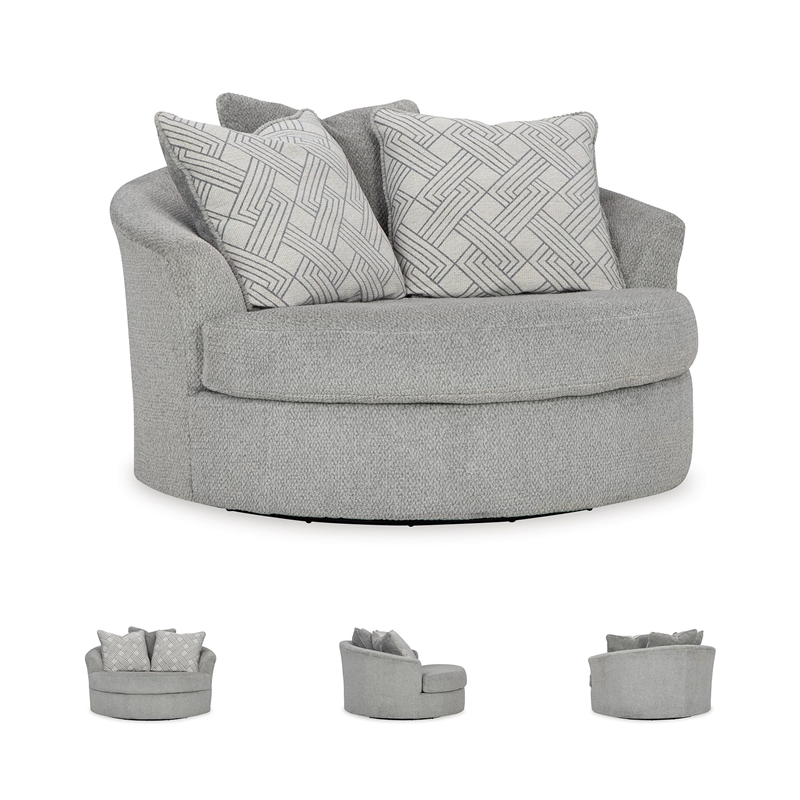 Bowery Hill Corner-blocked frame Light Gray Oversized Swivel Accent Chair