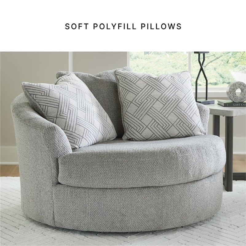 Bowery Hill Corner-blocked frame Light Gray Oversized Swivel Accent Chair