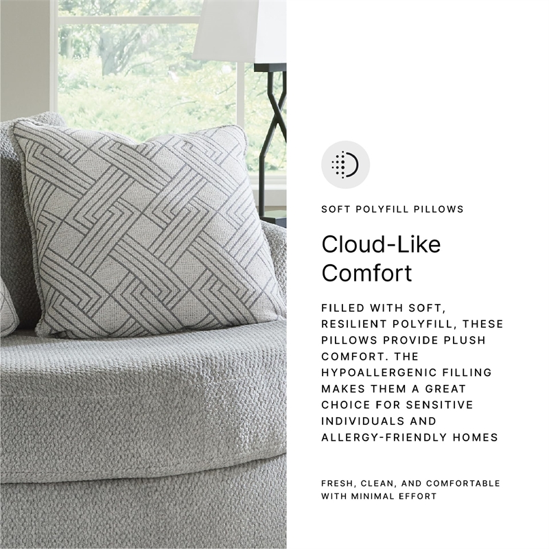 Bowery Hill Corner-blocked frame Light Gray Oversized Swivel Accent Chair