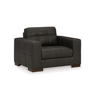 Bowery Hill Leather Modern Corner-blocked frame Oversized Chair