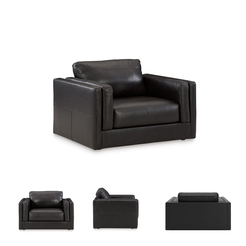Bowery Hill Modern Corner-blocked frame Onyx Oversized Chair