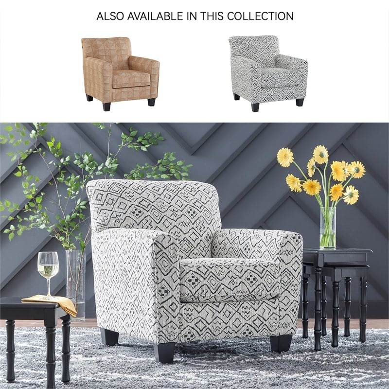 Bowery Hill Contemporary Polyester Black & Cream Accent Chair