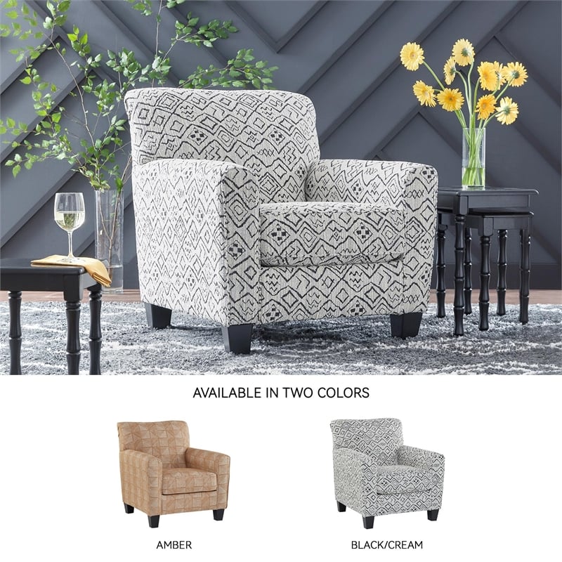 Bowery Hill Contemporary Polyester Black & Cream Accent Chair