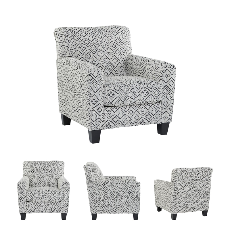 Bowery Hill Contemporary Polyester Black & Cream Accent Chair