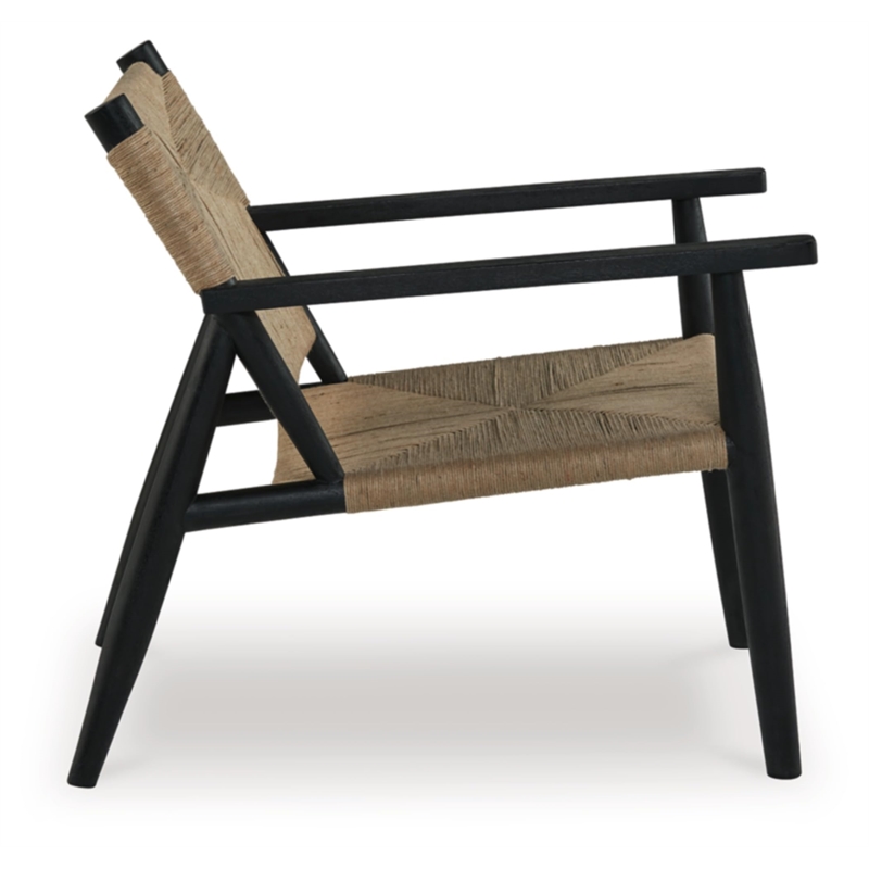 Bowery Hill Contemporary Jute Black & Natural Finish Accent Chair