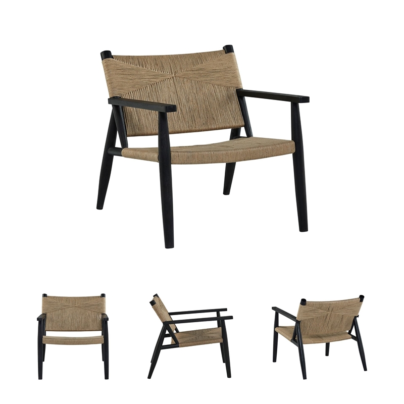 Bowery Hill Contemporary Jute Black & Natural Finish Accent Chair