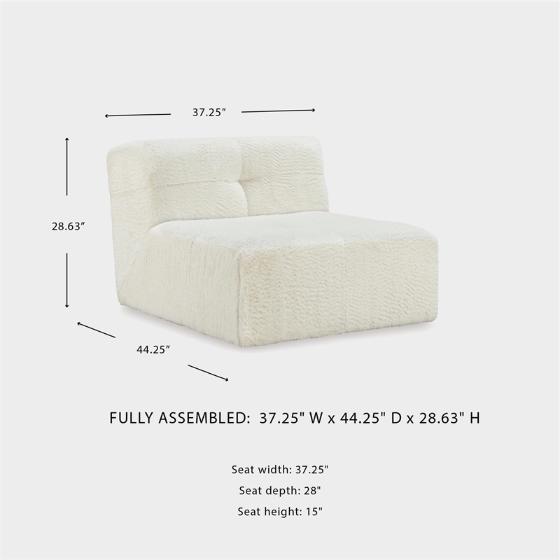 Bowery Hill Contemporary Polyester Ivory Accent Chair with Attached Cushions