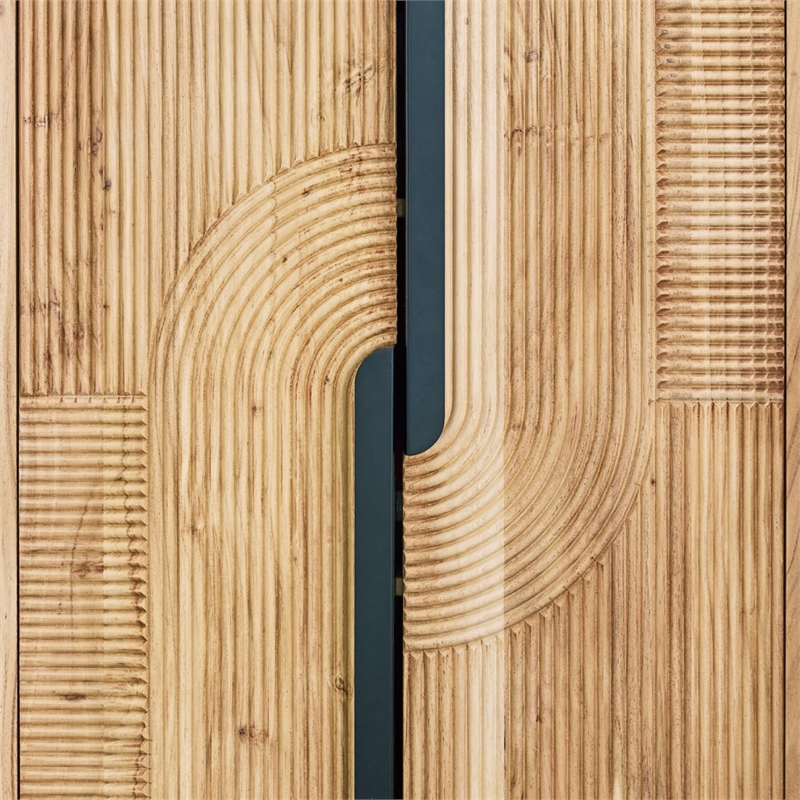 Bowery Hill Engineered Wood Contemporary Natural Finish Accent Cabinet