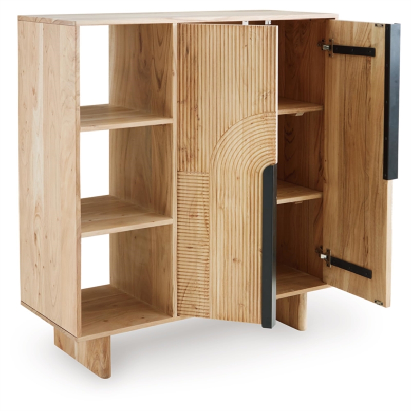 Bowery Hill Engineered Wood Contemporary Natural Finish Accent Cabinet