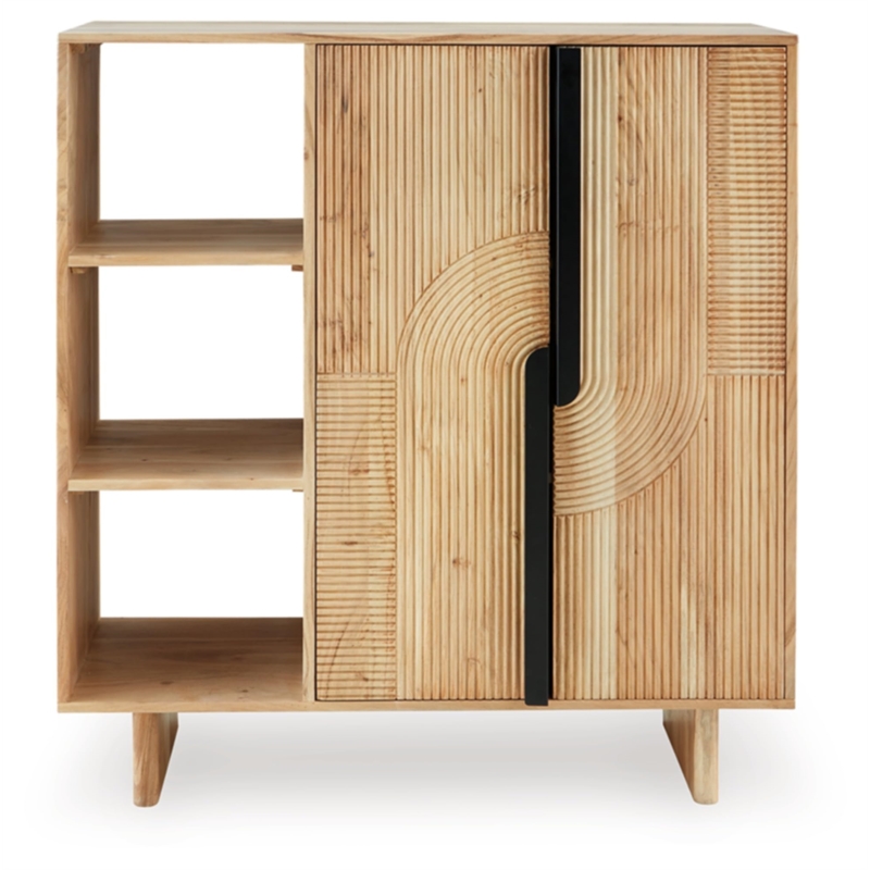 Bowery Hill Engineered Wood Contemporary Natural Finish Accent Cabinet