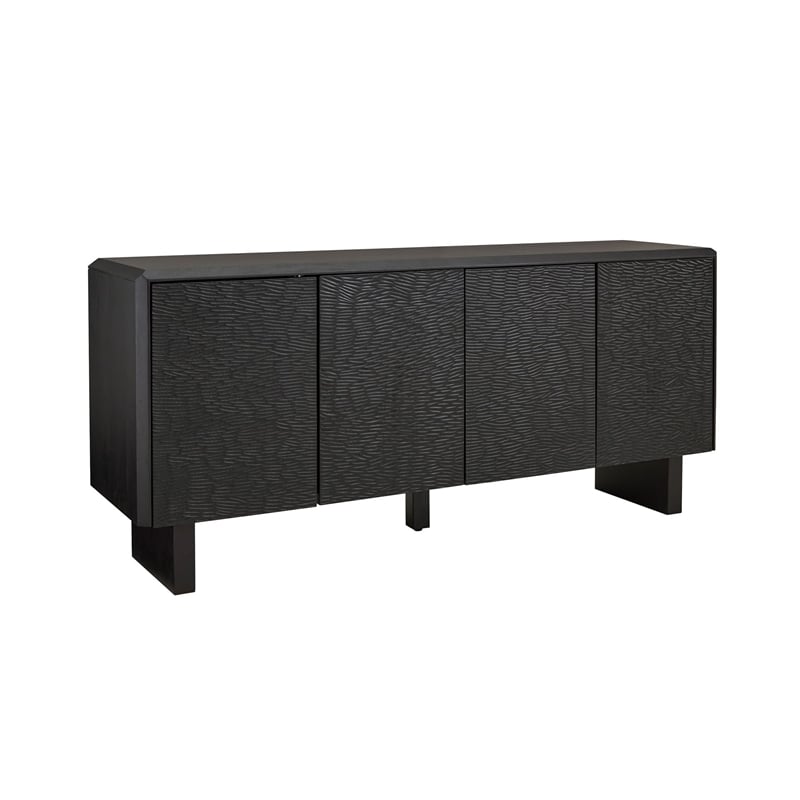 Bowery Hill Solid Wood Contemporary Black Finish Accent Cabinet