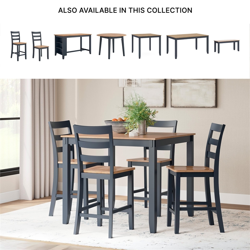 Bowery Hill Farmhouse Blue Counter Height Dining Table Set - Set of 5