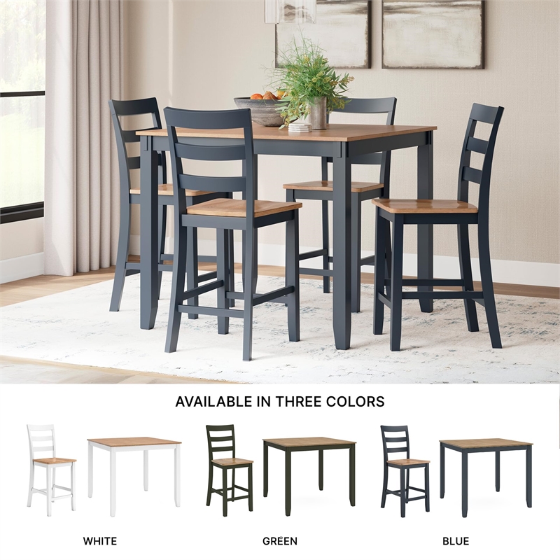 Bowery Hill Farmhouse Blue Counter Height Dining Table Set - Set of 5