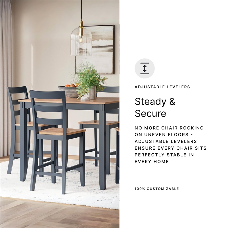 Bowery Hill Farmhouse Blue Counter Height Dining Table Set - Set of 5