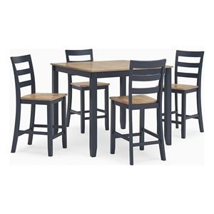 bowery hill farmhouse blue counter height dining table set - set of 5