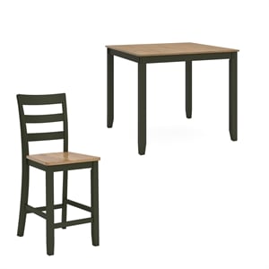 Bowery Hill Farmhouse Green Counter Height Dining Table Set - Set of 5