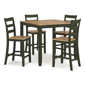 bowery hill farmhouse green counter height dining table set - set of 5