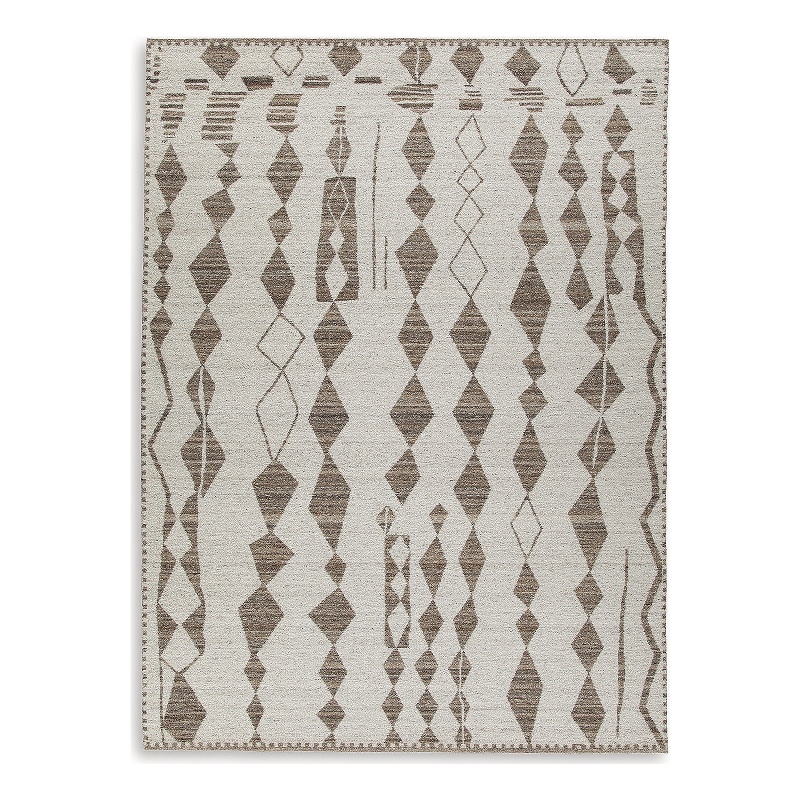 Bowery Hill Contemporary Polyester Beige & Brown Extra Large Rug