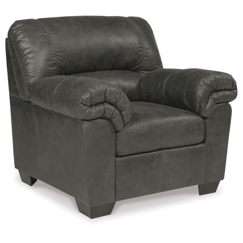 Bowery Hill Faux Leather Contemporary Corner-blocked frame Slate Chair
