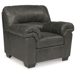 Bowery Hill Faux Leather Contemporary Corner-blocked frame Slate Chair