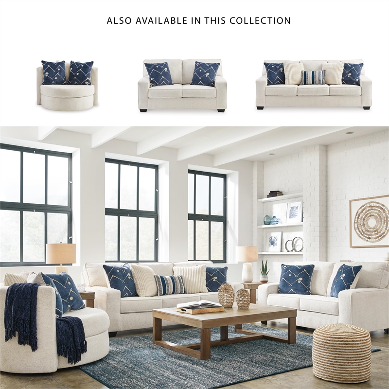 Bowery Hill Contemporary Corner-blocked frame Ivory Swivel Accent Chair