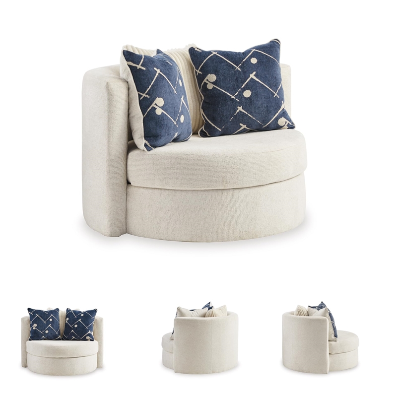 Bowery Hill Contemporary Corner-blocked frame Ivory Swivel Accent Chair