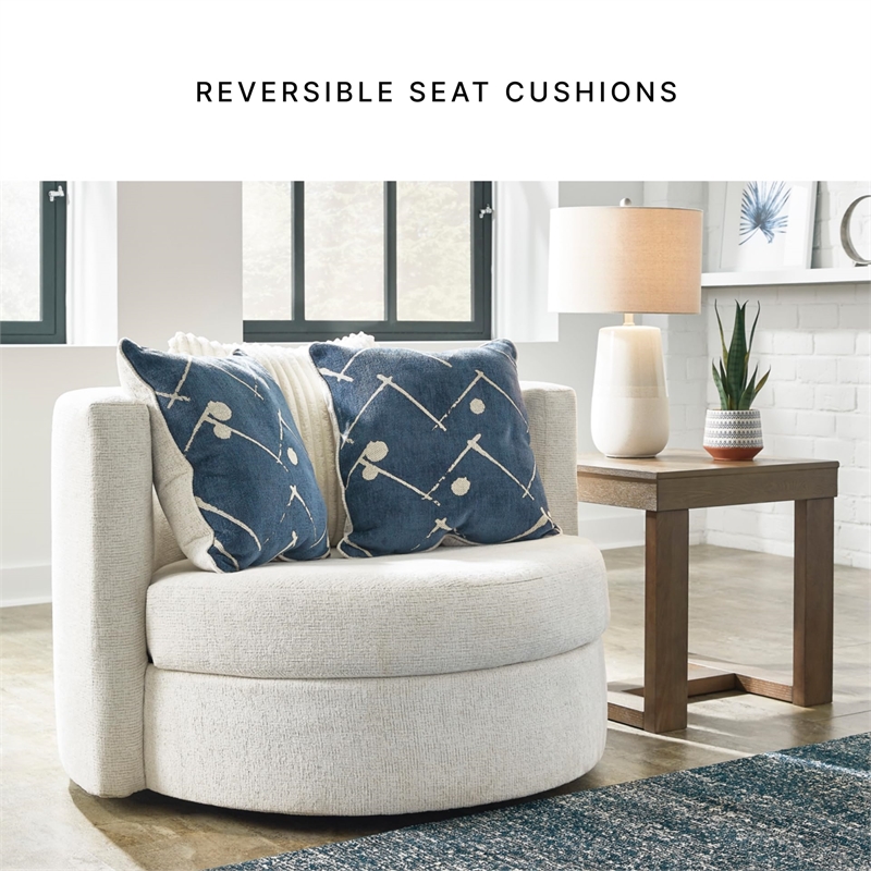 Bowery Hill Contemporary Corner-blocked frame Ivory Swivel Accent Chair