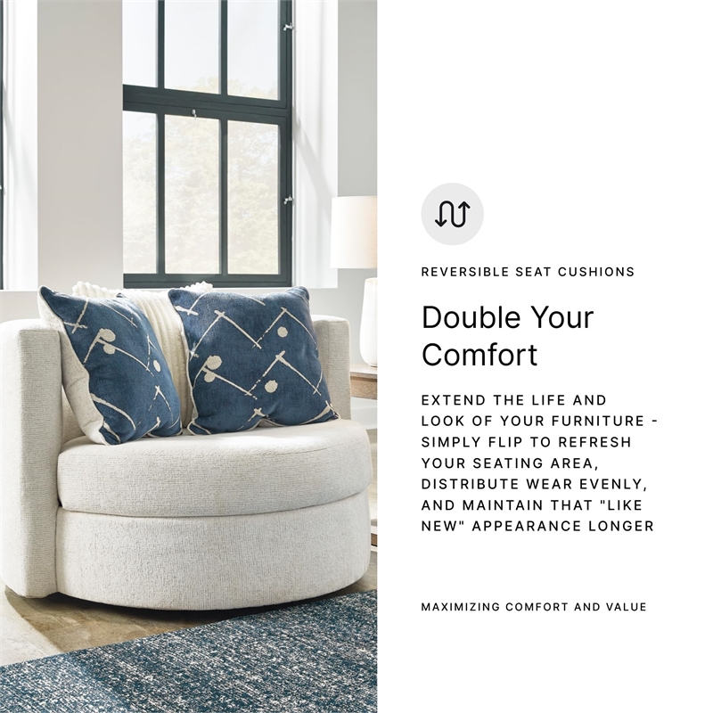 Bowery Hill Contemporary Corner-blocked frame Ivory Swivel Accent Chair