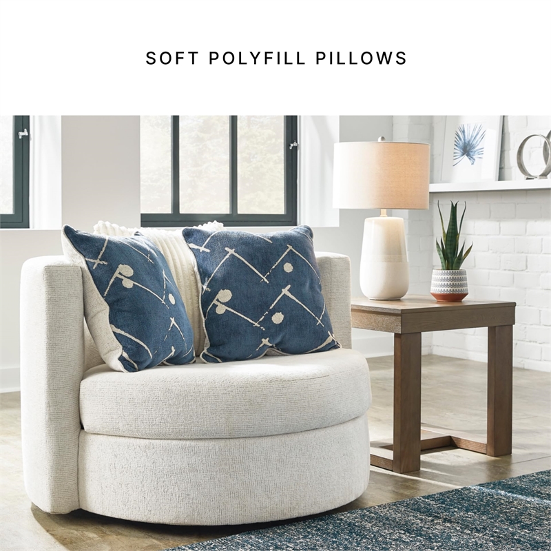 Bowery Hill Contemporary Corner-blocked frame Ivory Swivel Accent Chair