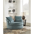 Bowery Hill Contemporary Corner-blocked frame Blue Oversized Swivel Accent Chair