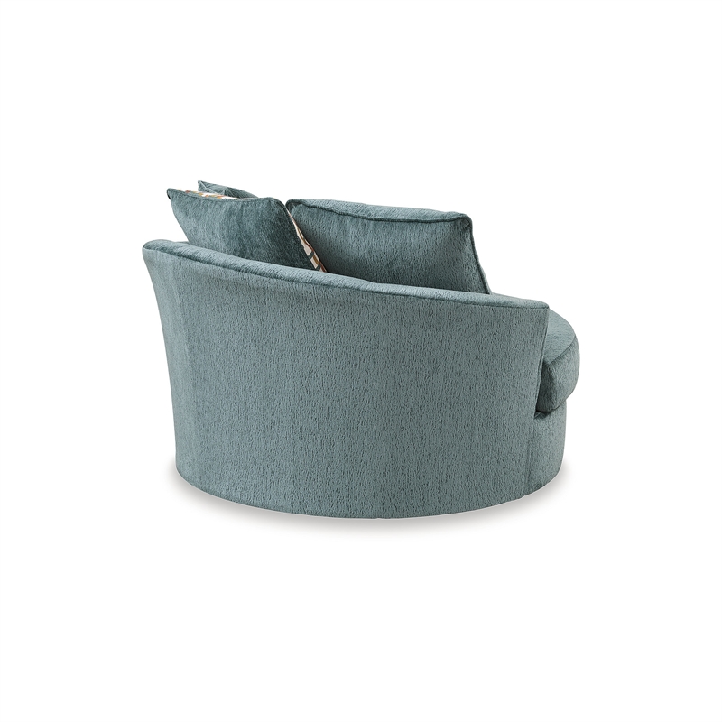 Bowery Hill Contemporary Corner-blocked frame Blue Oversized Swivel Accent Chair