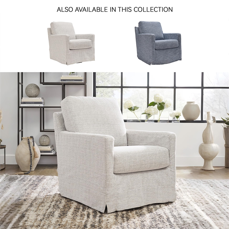 Bowery Hill Contemporary Polyester Stone Swivel Glider Accent Chair