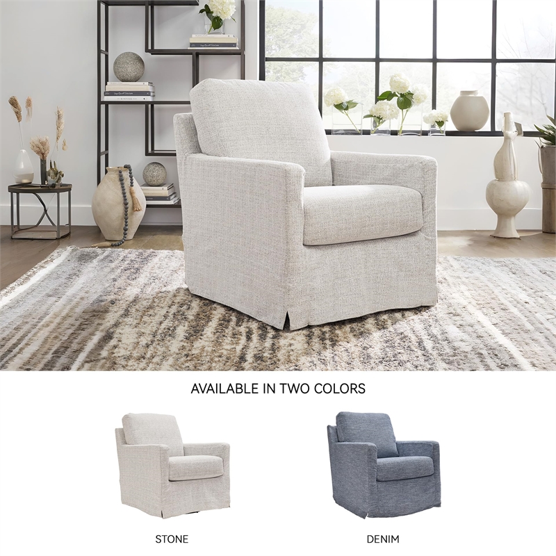 Bowery Hill Contemporary Polyester Stone Swivel Glider Accent Chair