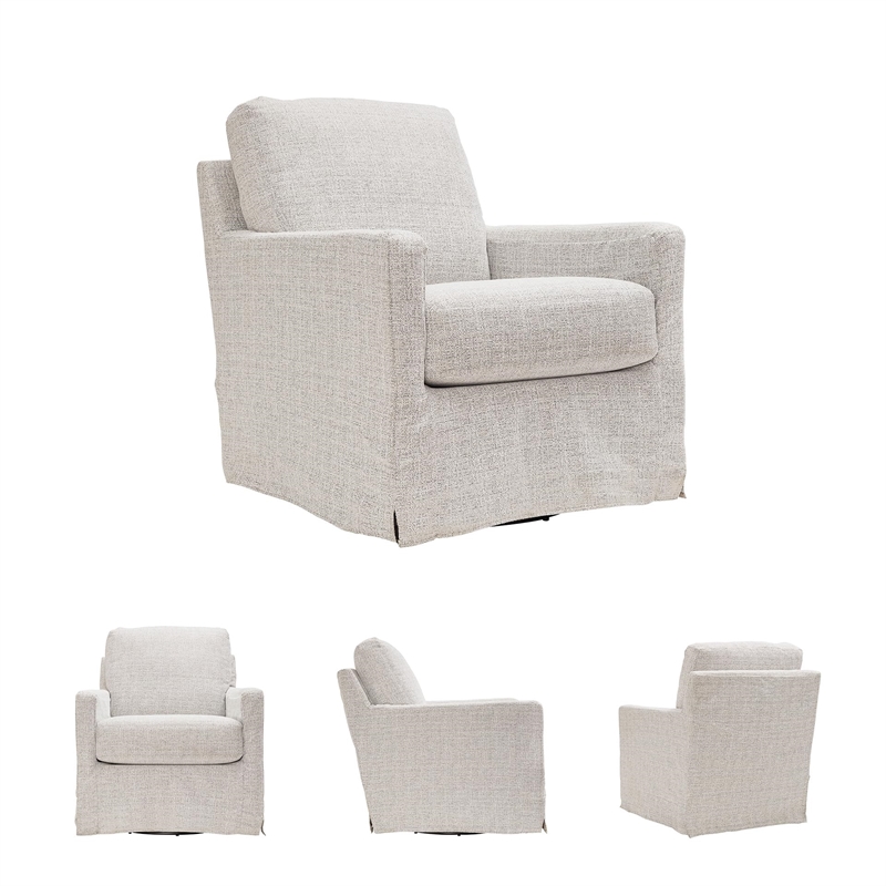 Bowery Hill Contemporary Polyester Stone Swivel Glider Accent Chair