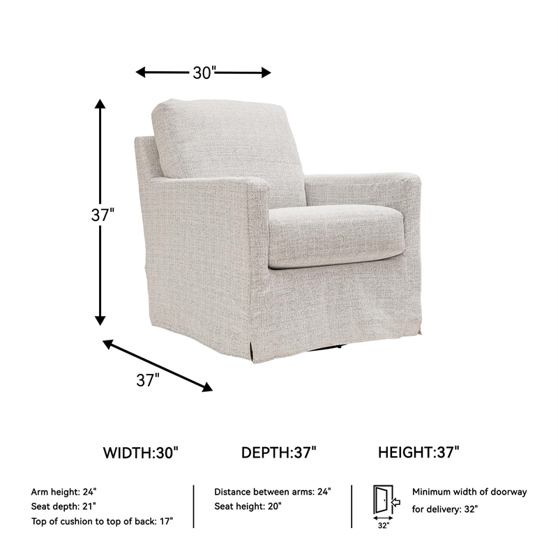 Bowery Hill Contemporary Polyester Stone Swivel Glider Accent Chair