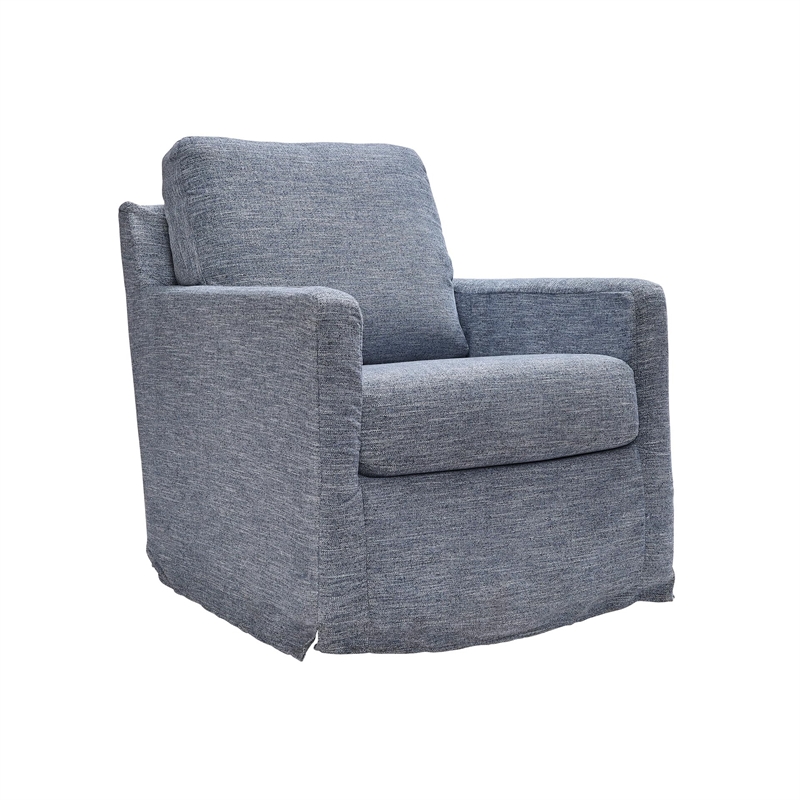 Bowery Hill Contemporary Polyester Denim Swivel Glider Accent Chair