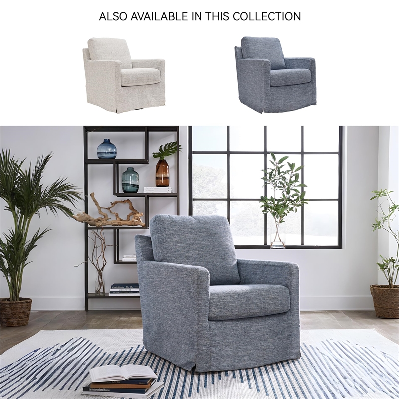 Bowery Hill Contemporary Polyester Denim Swivel Glider Accent Chair