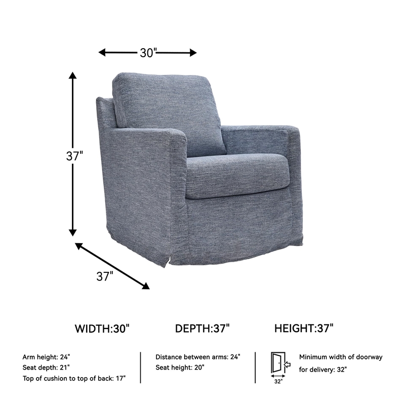 Bowery Hill Contemporary Polyester Denim Swivel Glider Accent Chair