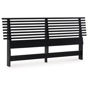 Bowery Hill Engineered Wood Contemporary Black King Slat Headboard