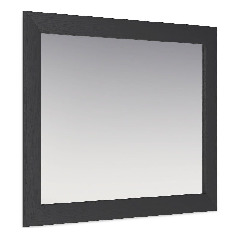 Bowery Hill Engineered Wood Contemporary Black Bedroom Mirror