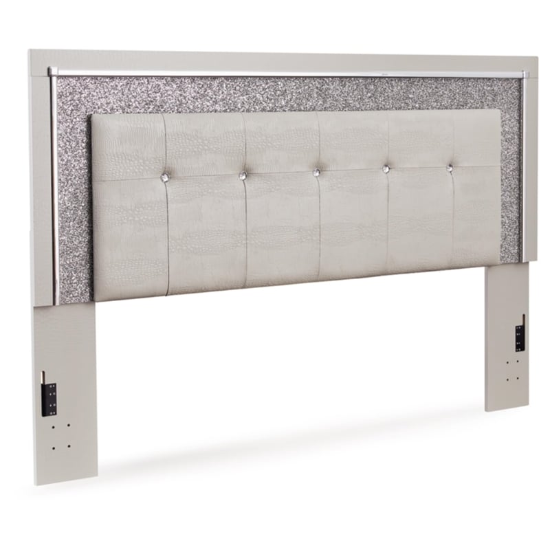 Bowery Hill Contemporary Silver King Upholstered Panel Headboard