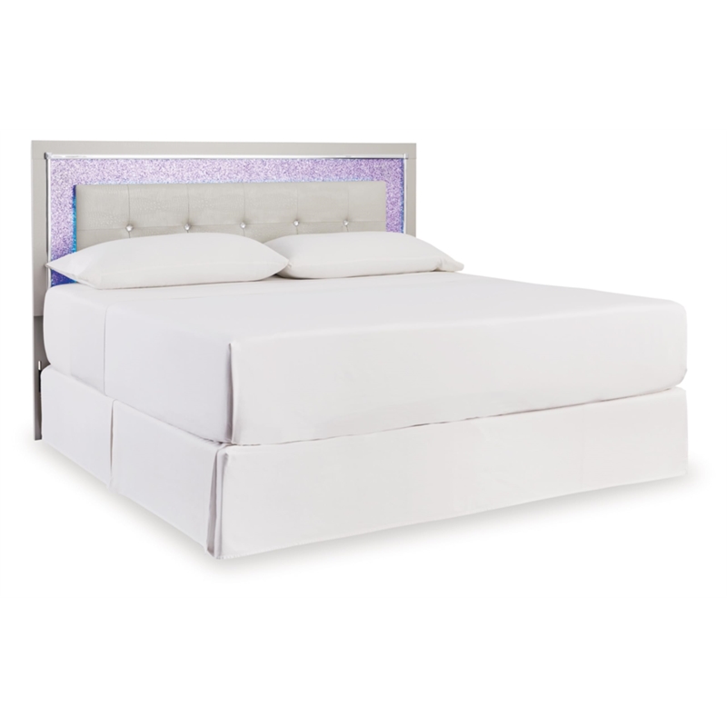 Bowery Hill Contemporary Silver King Upholstered Panel Headboard