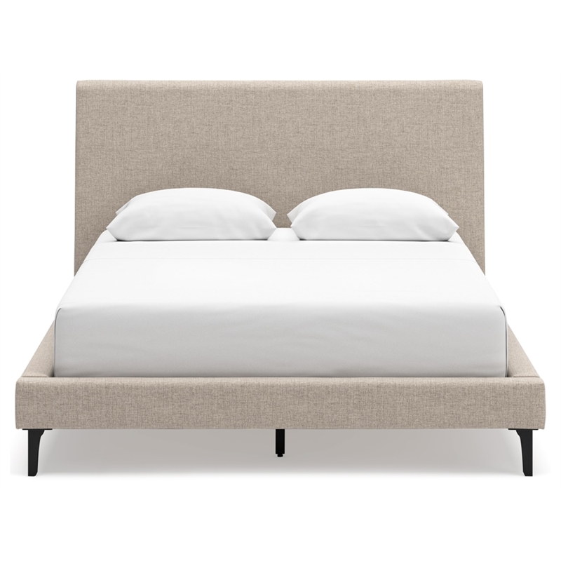 Bowery Hill Contemporary Black Queen Upholstered Bed with Roll Slats