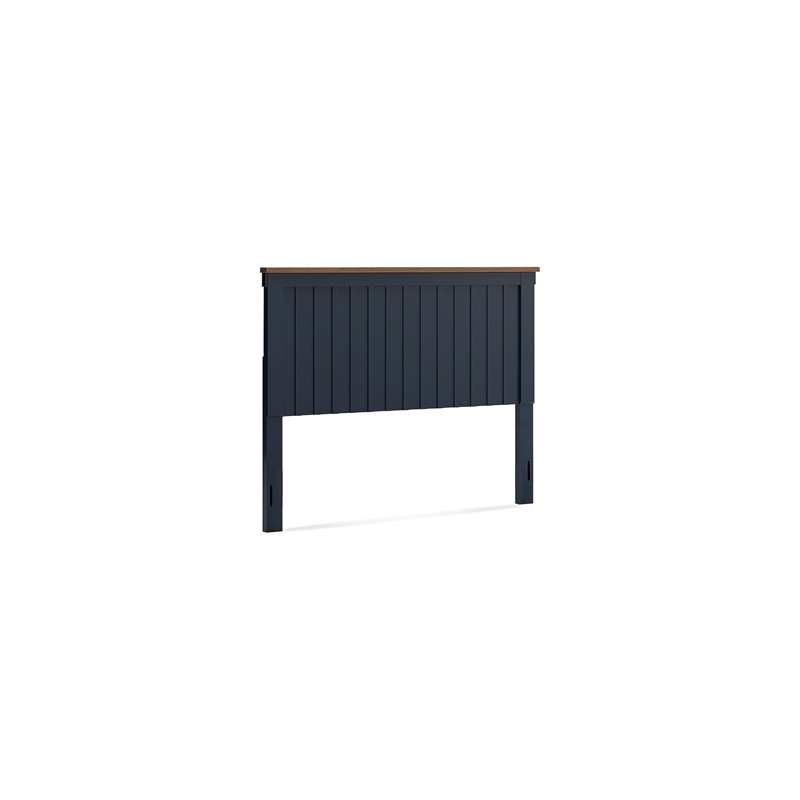 Bowery Hill Modern Hardwood Solids Brown & Blue Queen Panel Headboard